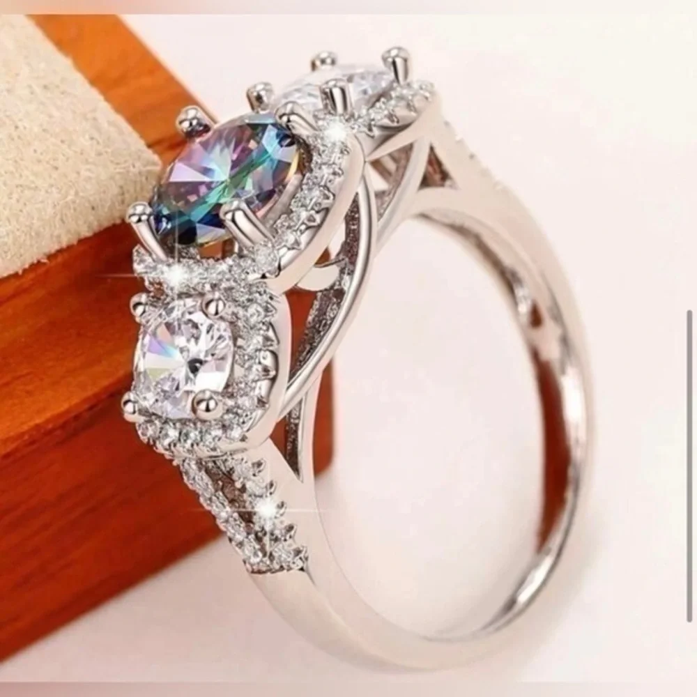 🆕 Mystical Stone Cubic Zirconia Silver Ring